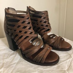 Freebird Brown Strap Sandals with Heel
